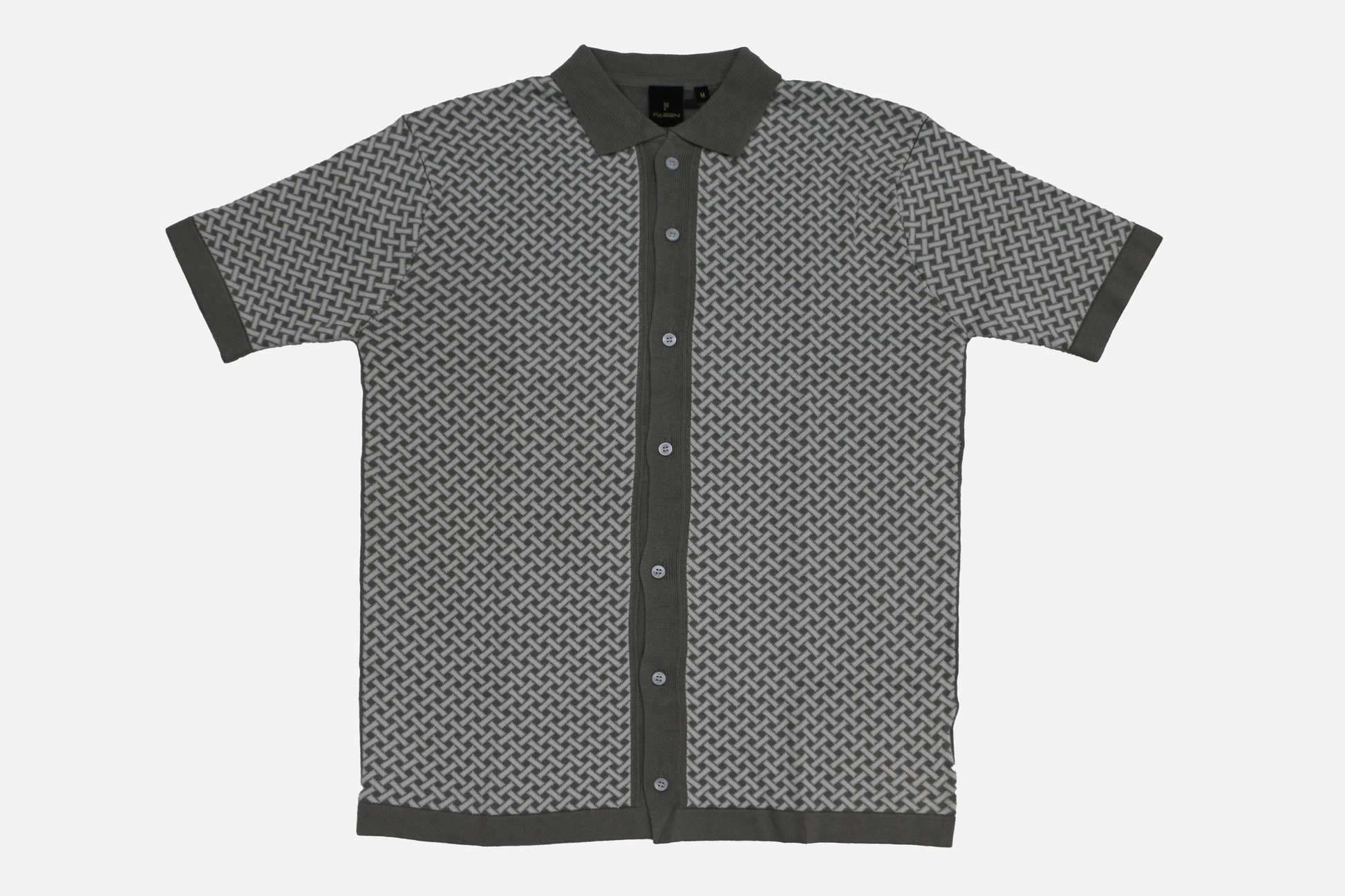 Men’s Pista Green & White Geometric Knit Polo