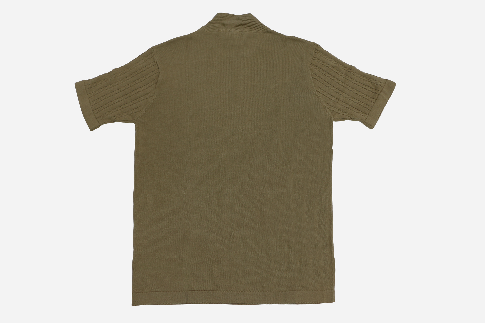 Men’s Camel Beige Cable Knit Half-Zip T-Shirt