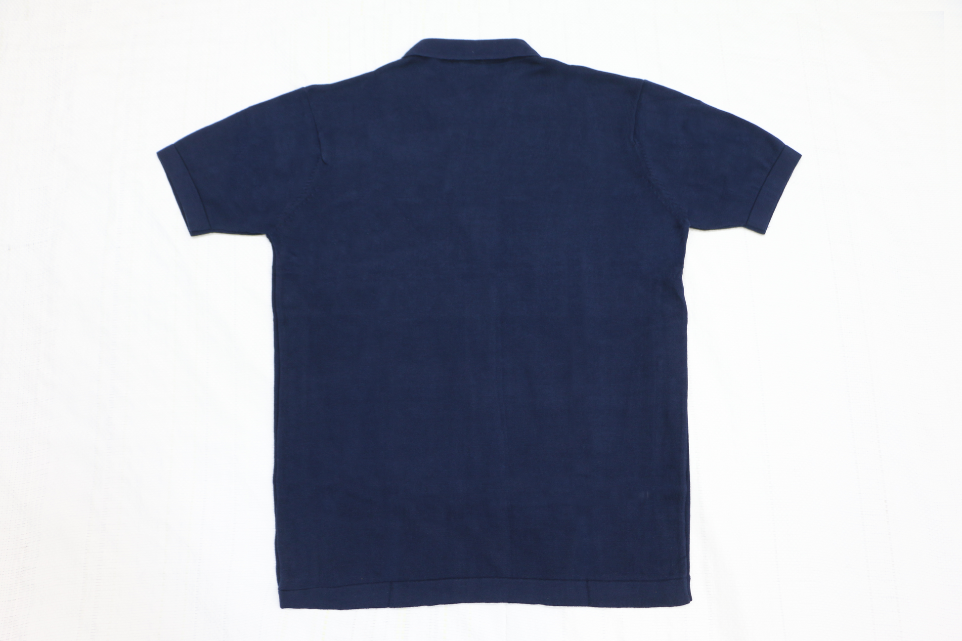 Classic Striped Polo Tee - Navy