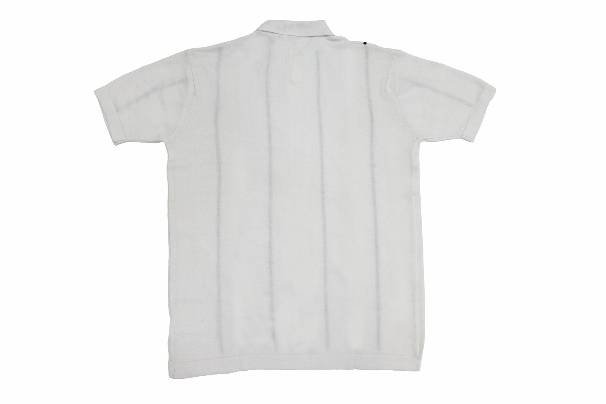 Men's White Polo Shirt with Black Vertical Stripes