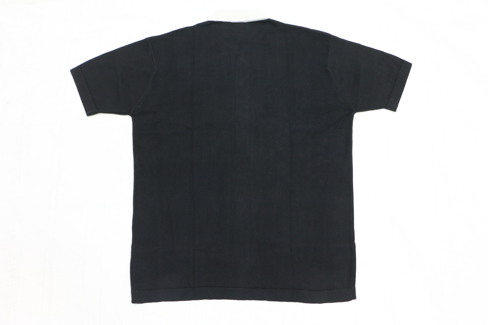 Men's Black & Ivory Textured Button-Down Polo Shirt