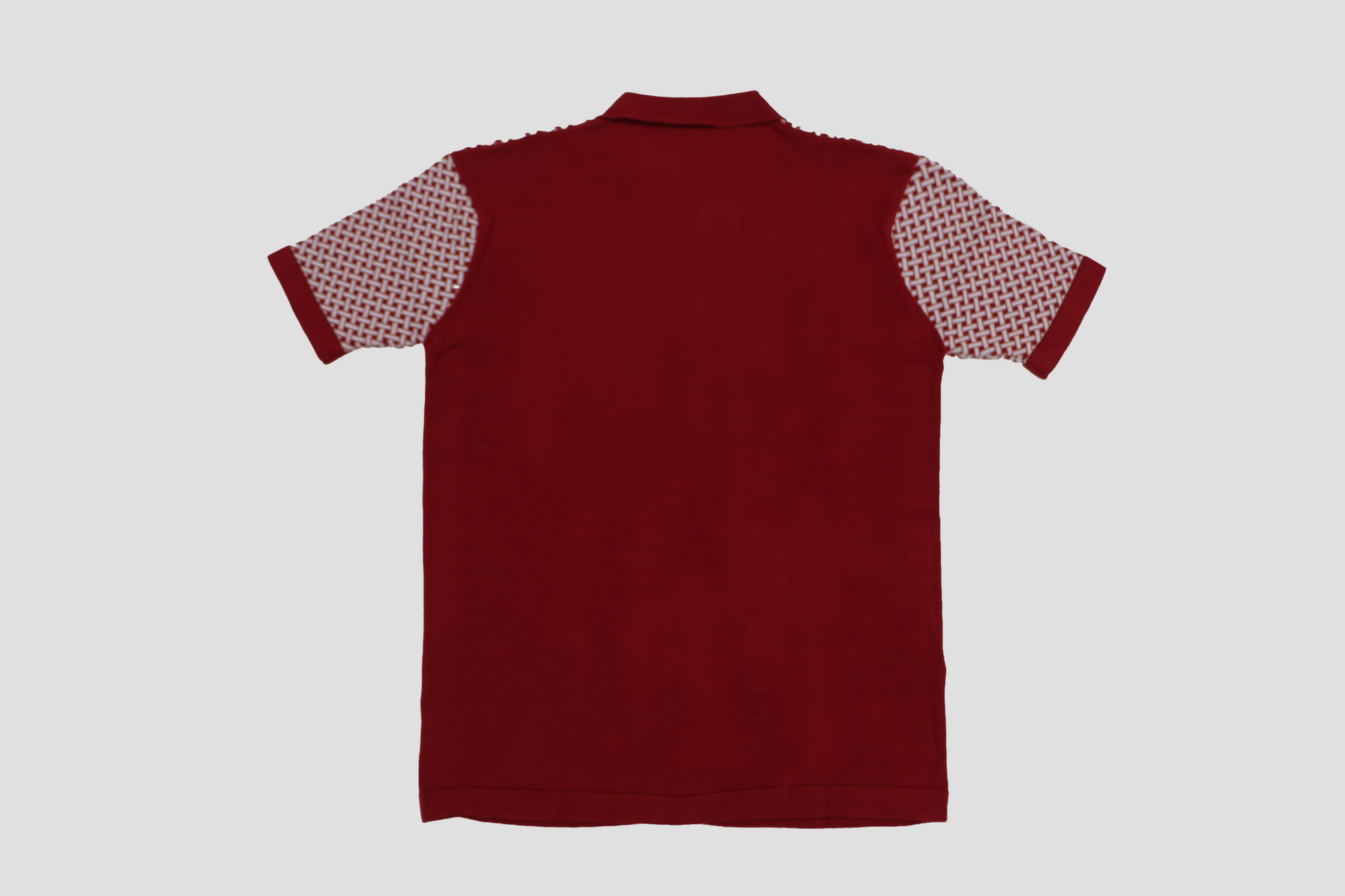 Men's Maroon Knit Polo with Geometric Pattern