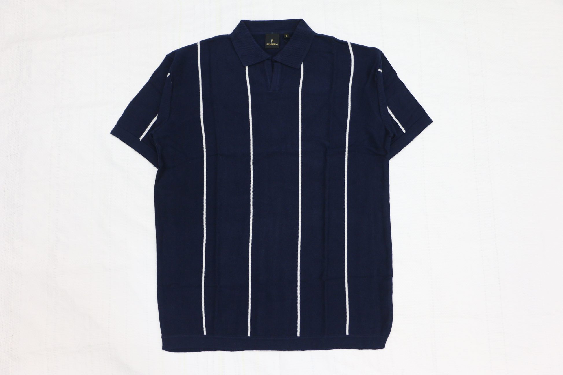 Classic Striped Polo Tee - Navy