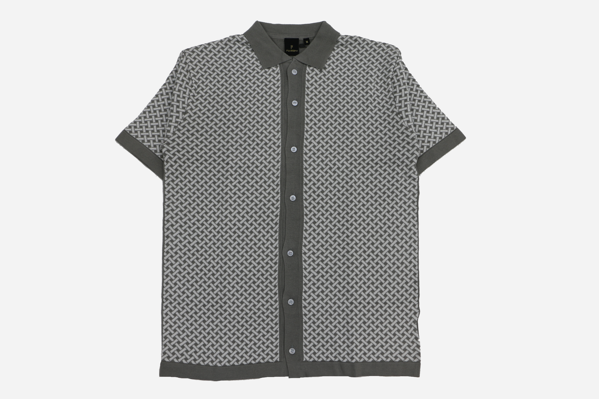 Men’s Pista Green & White Geometric Knit Polo