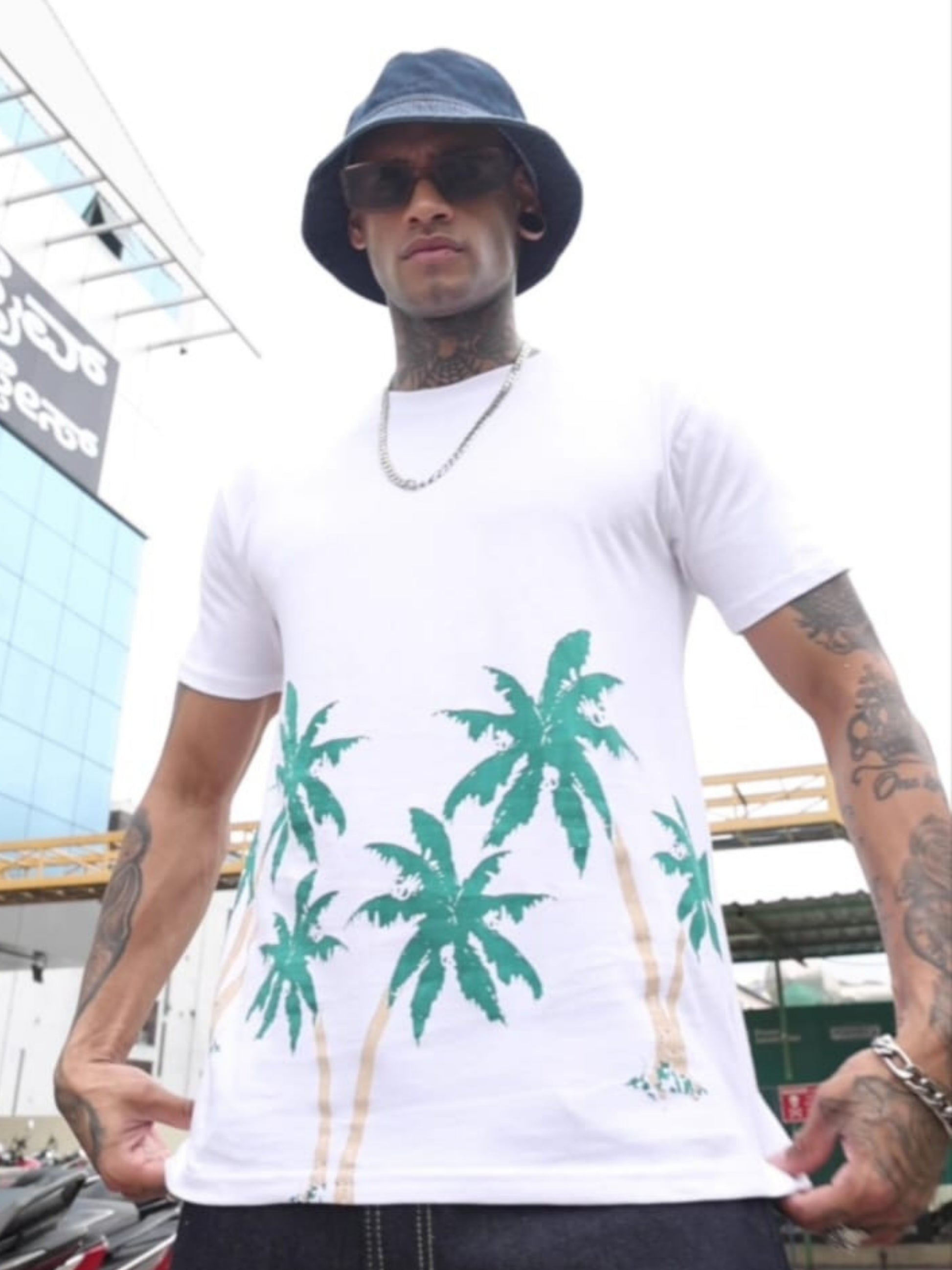 Tropical White Printed Tee
