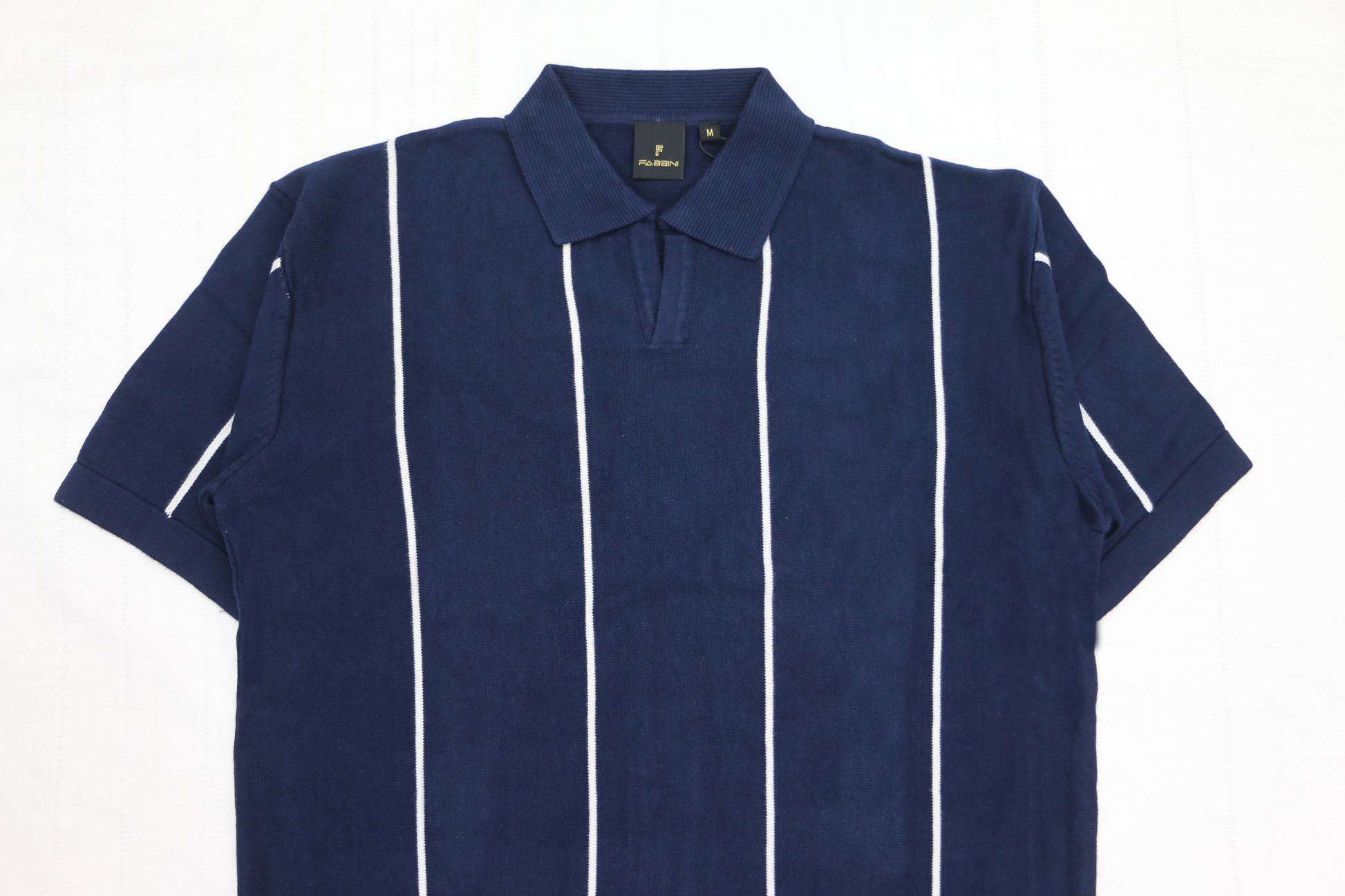 Classic Striped Polo Tee - Navy