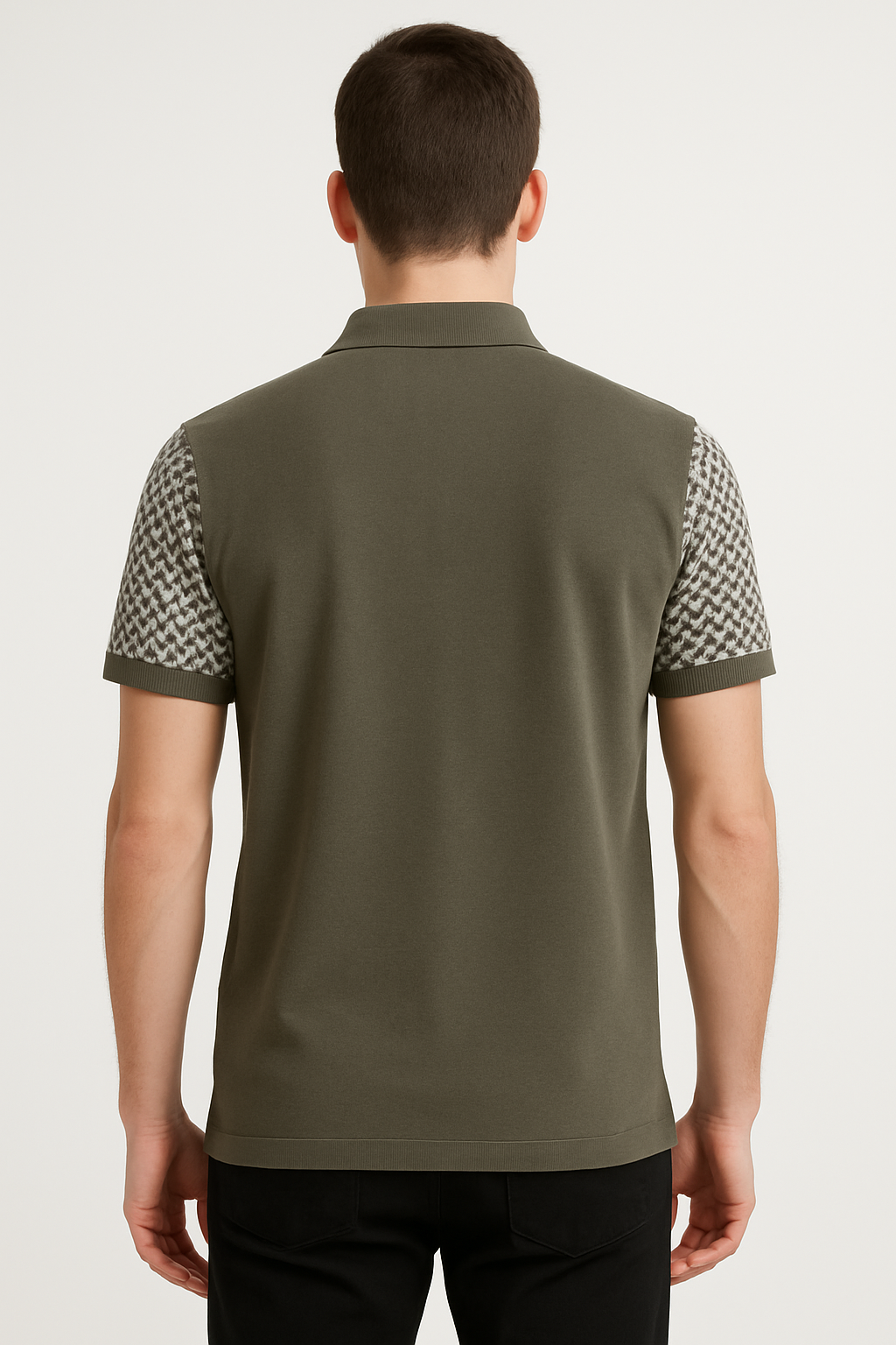 Men’s Pista Green & White Geometric Knit Polo
