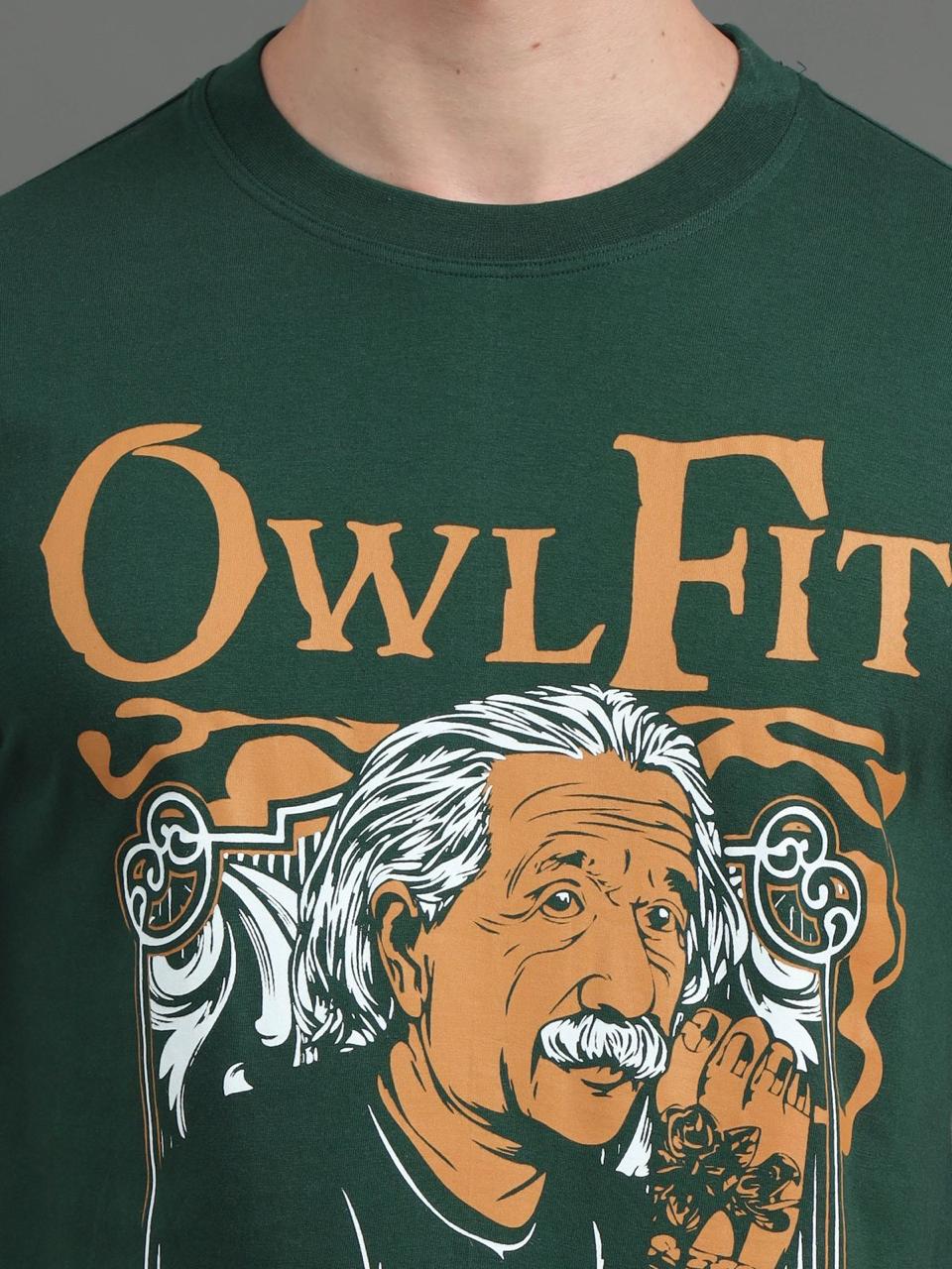 Owl Fit Dark Green Printed Tee