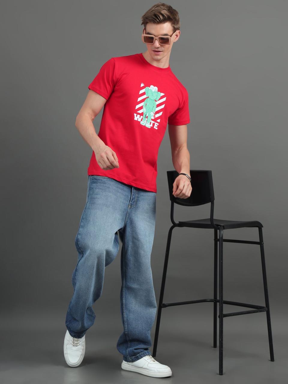 Bear Red Printed Tee