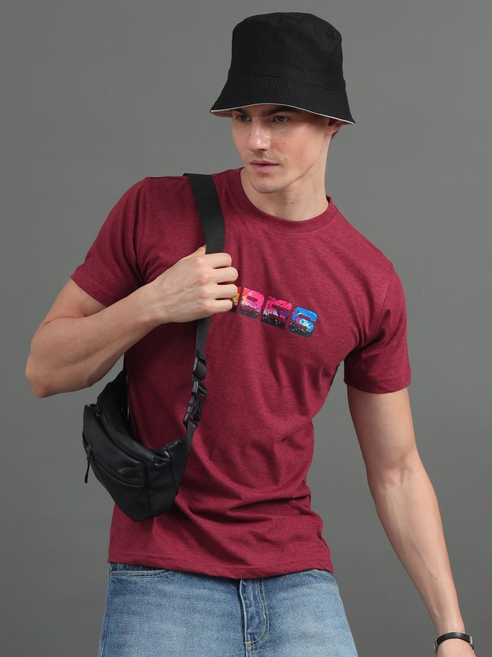 Vibe Maroon Printed Tee