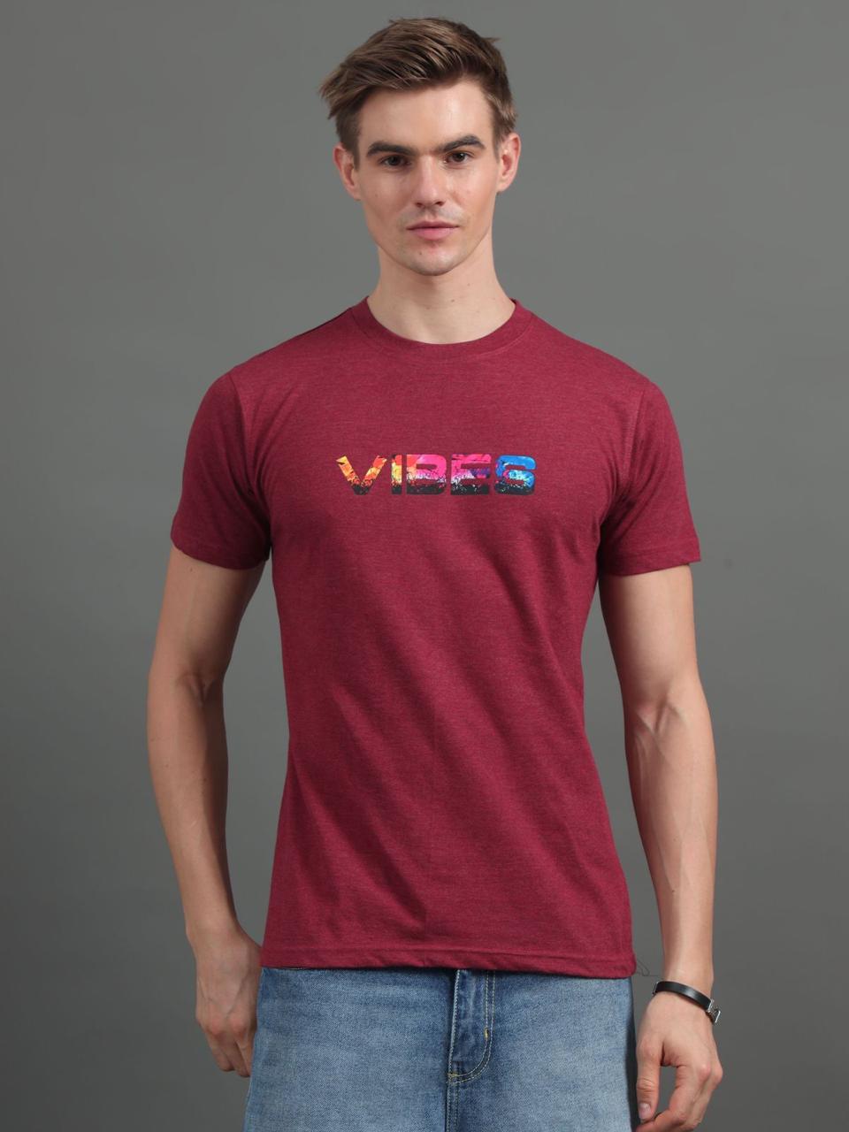 Vibe Maroon Printed Tee
