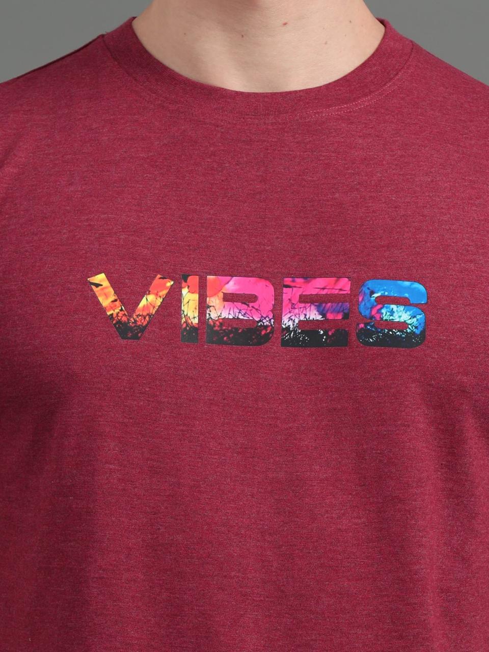 Vibe Maroon Printed Tee