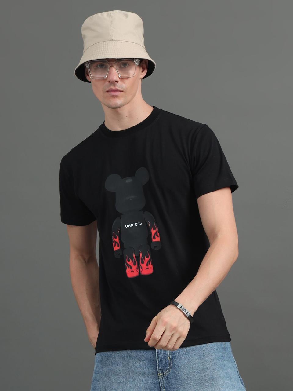 Bear Black Printed Tee