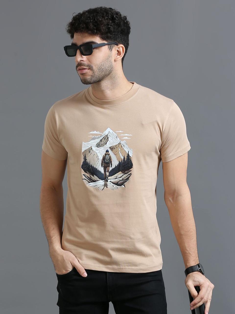 Hiking Beige Printed Tee