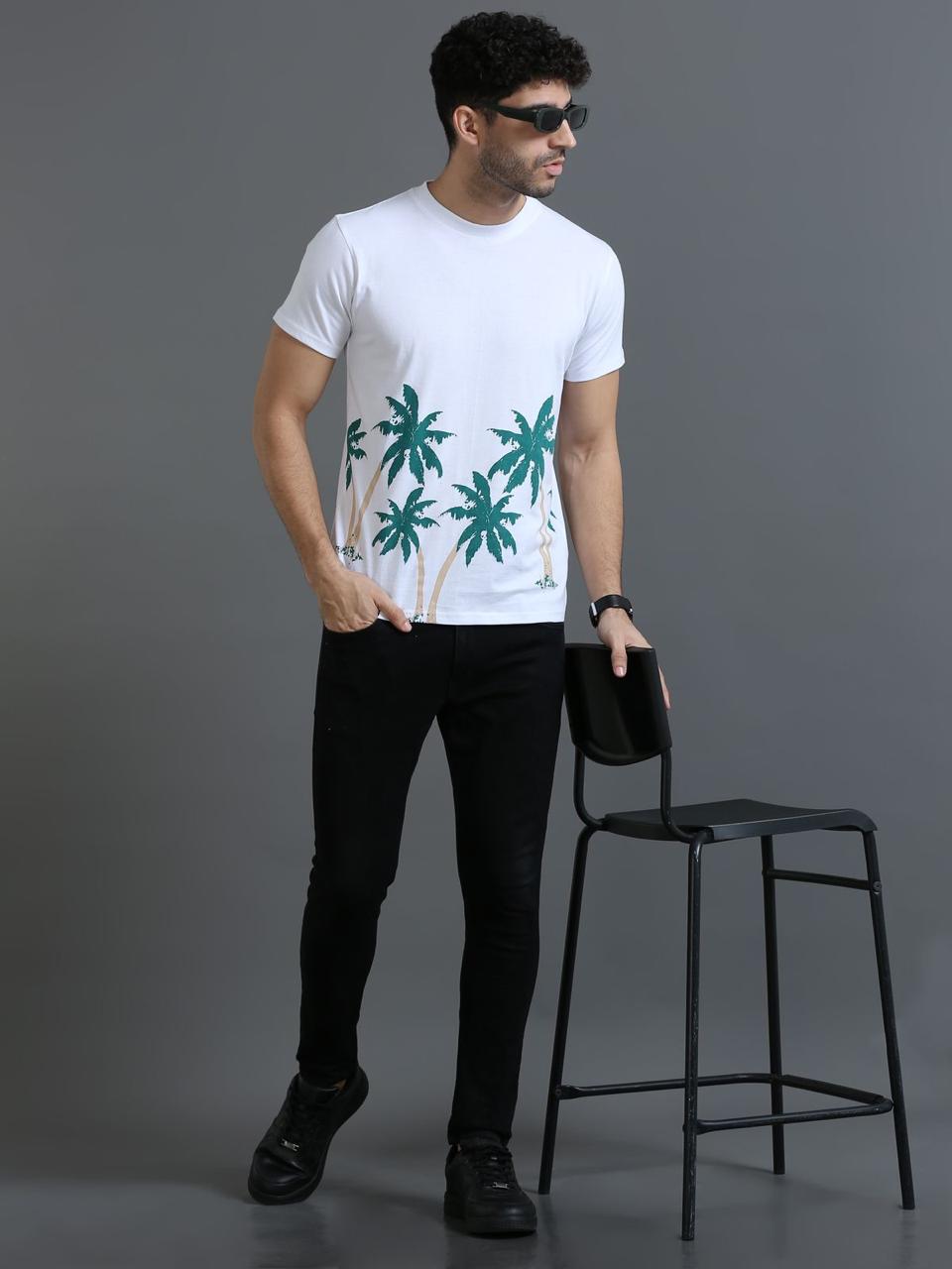 Tropical White Printed Tee