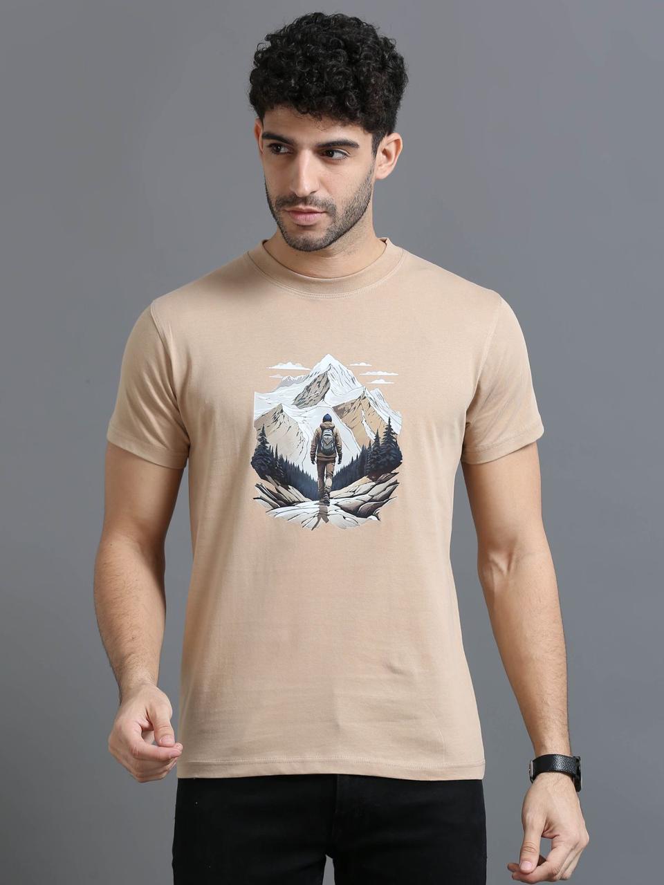 Hiking Beige Printed Tee