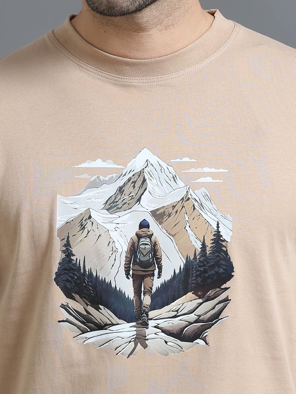 Hiking Beige Printed Tee