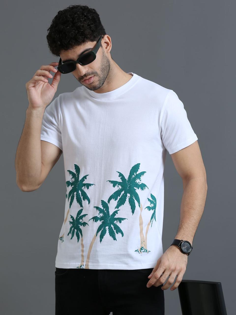 Tropical White Printed Tee