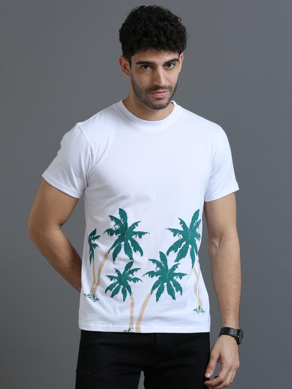 Tropical White Printed Tee