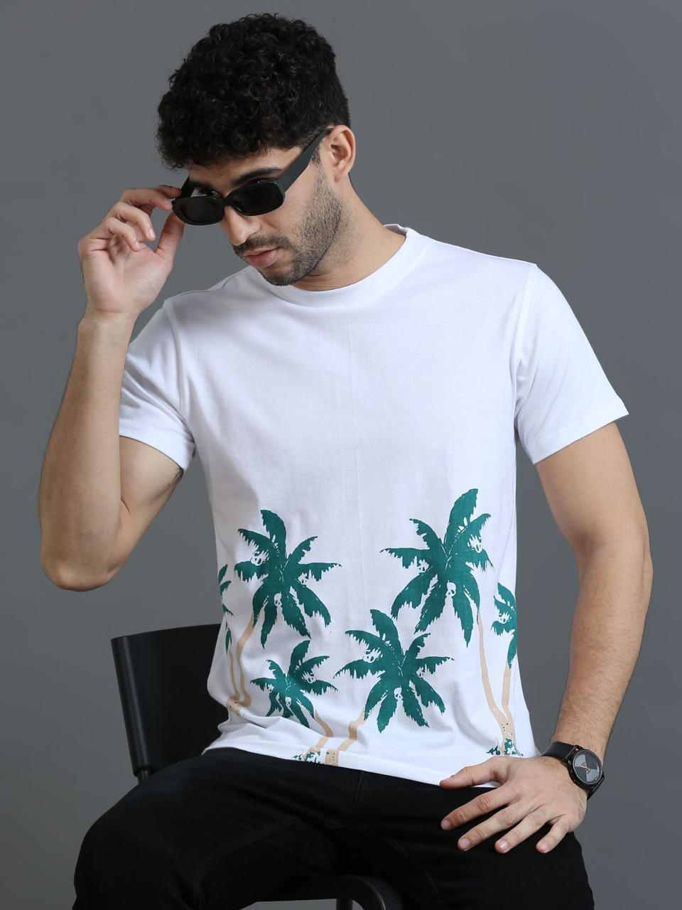 Tropical White Printed Tee