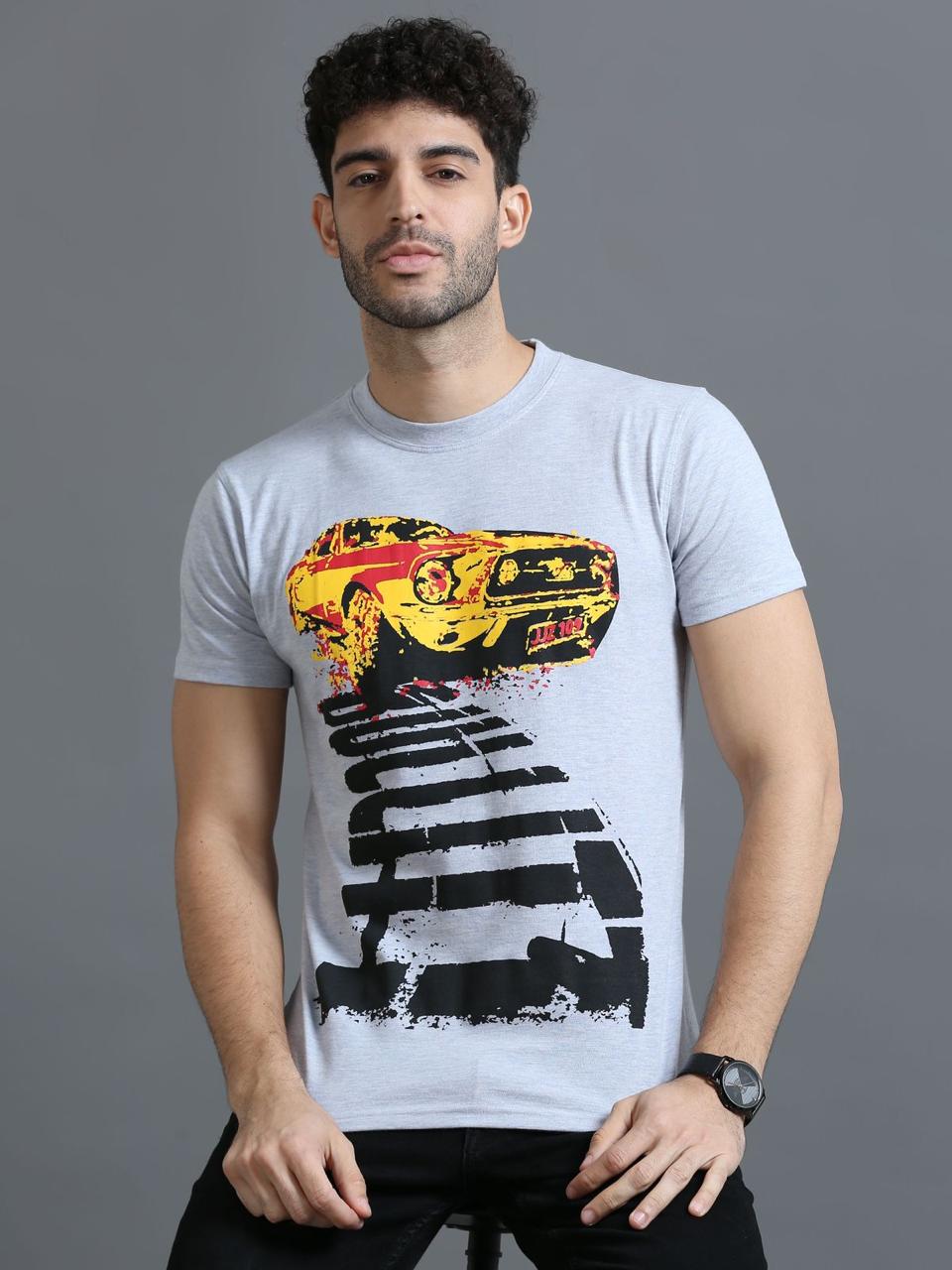Car Grey Printed Tee