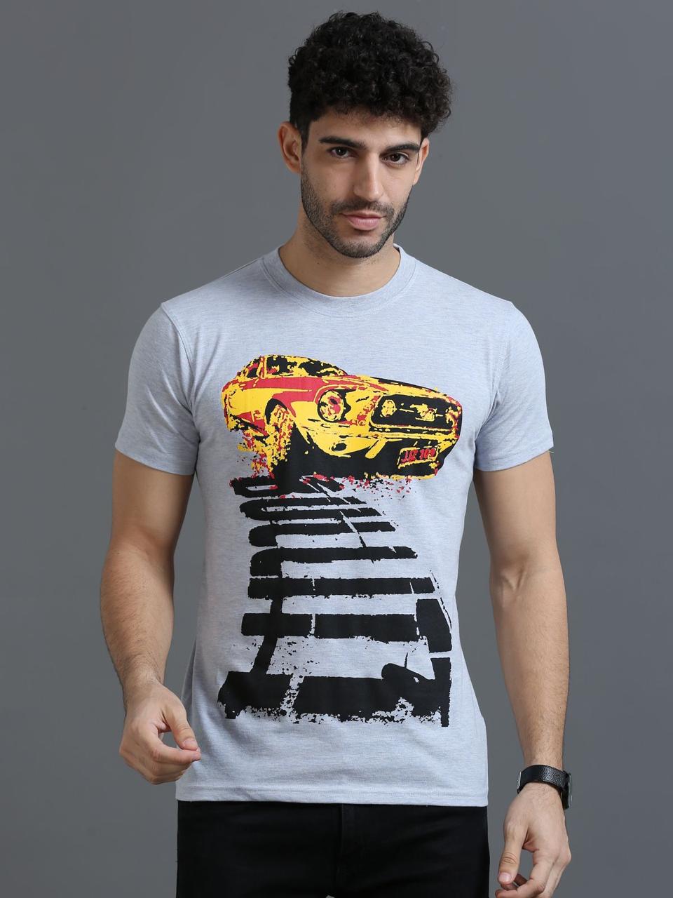 Car Grey Printed Tee