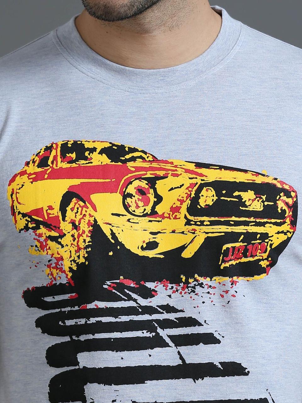 Car Grey Printed Tee