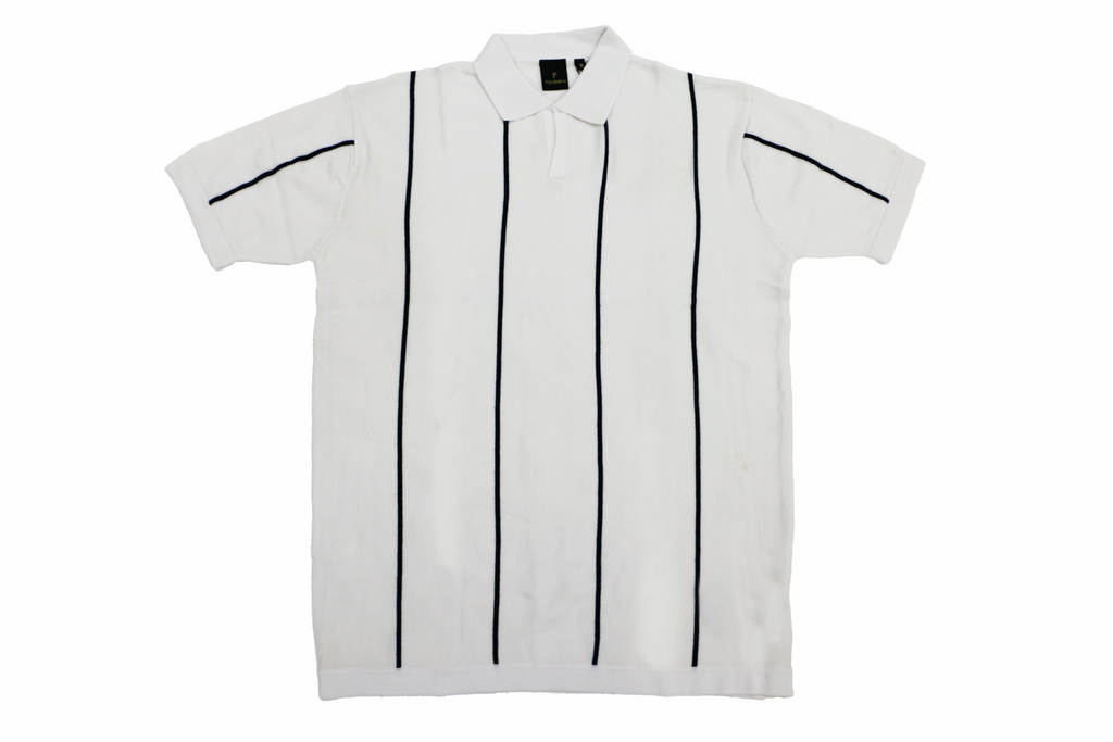 Classic Striped Polo Tee - White