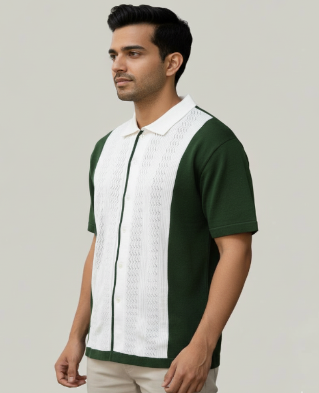 Men’s Green Olive 100% Cotton Knit Half T-Shirt