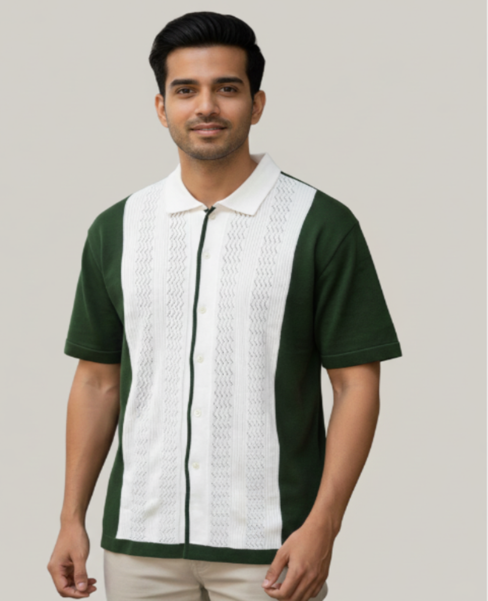 Men’s Green Olive 100% Cotton Knit Half T-Shirt