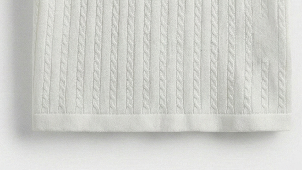 Men’s White Cable Knit Half-Zip T-Shirt