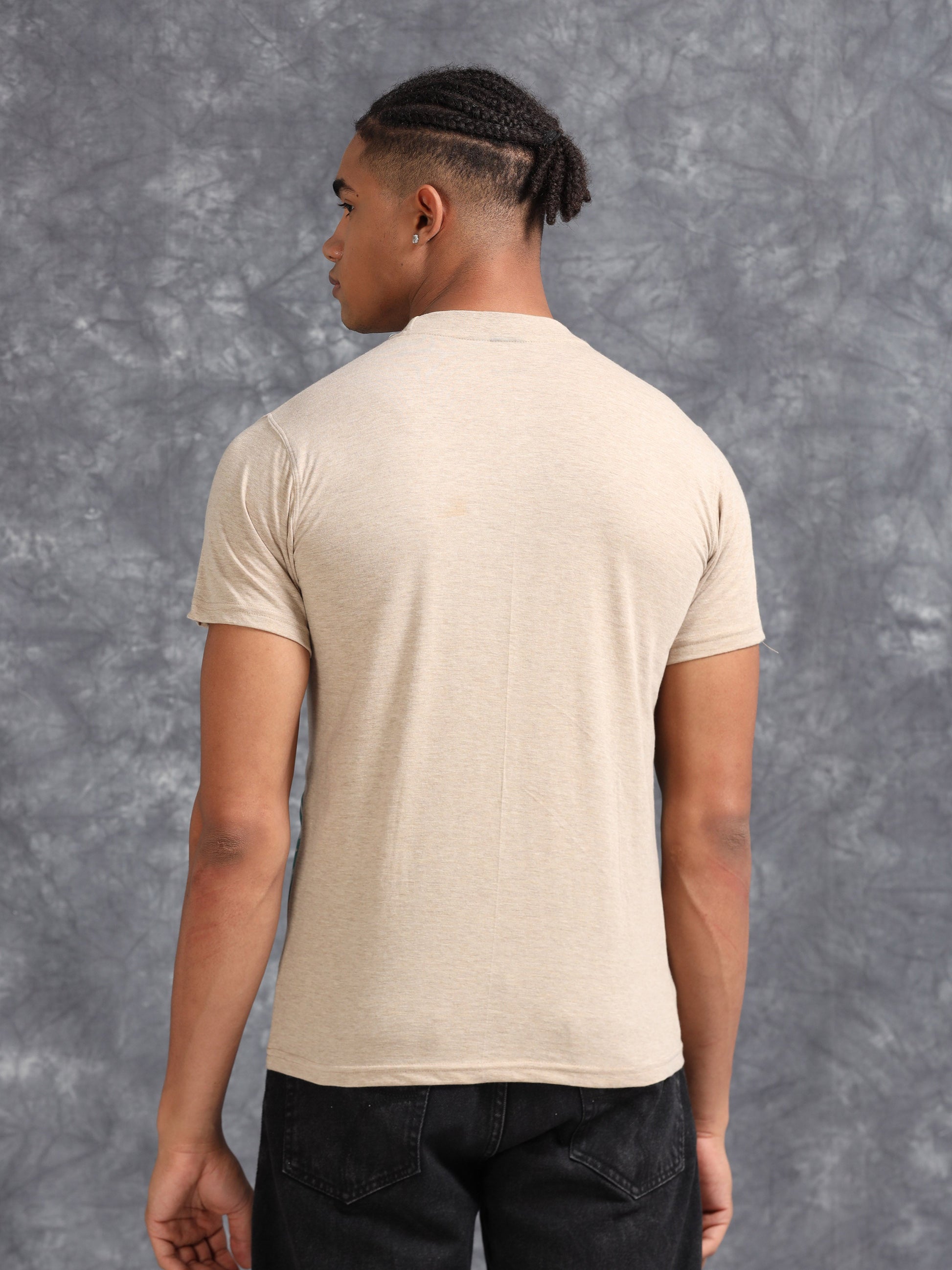 Beige Tropical Tree Printed Tee