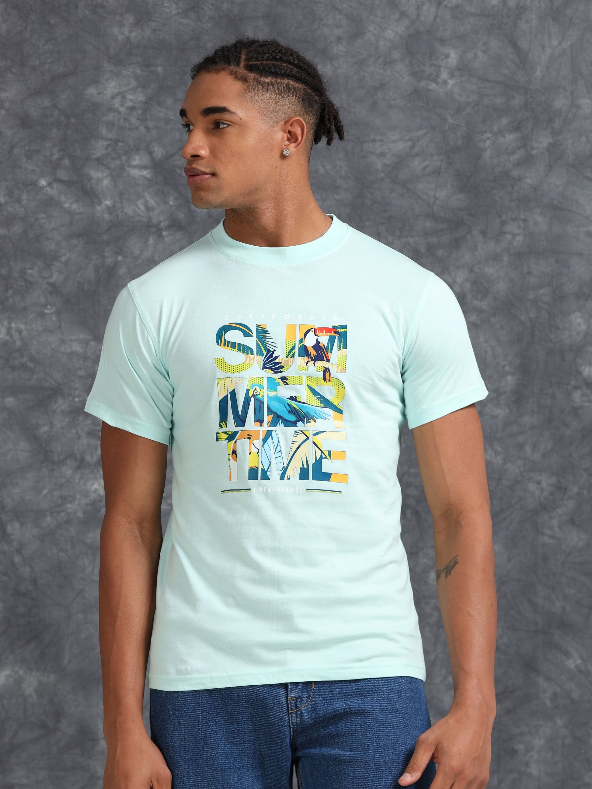 Blue Summer Time Printed Tee