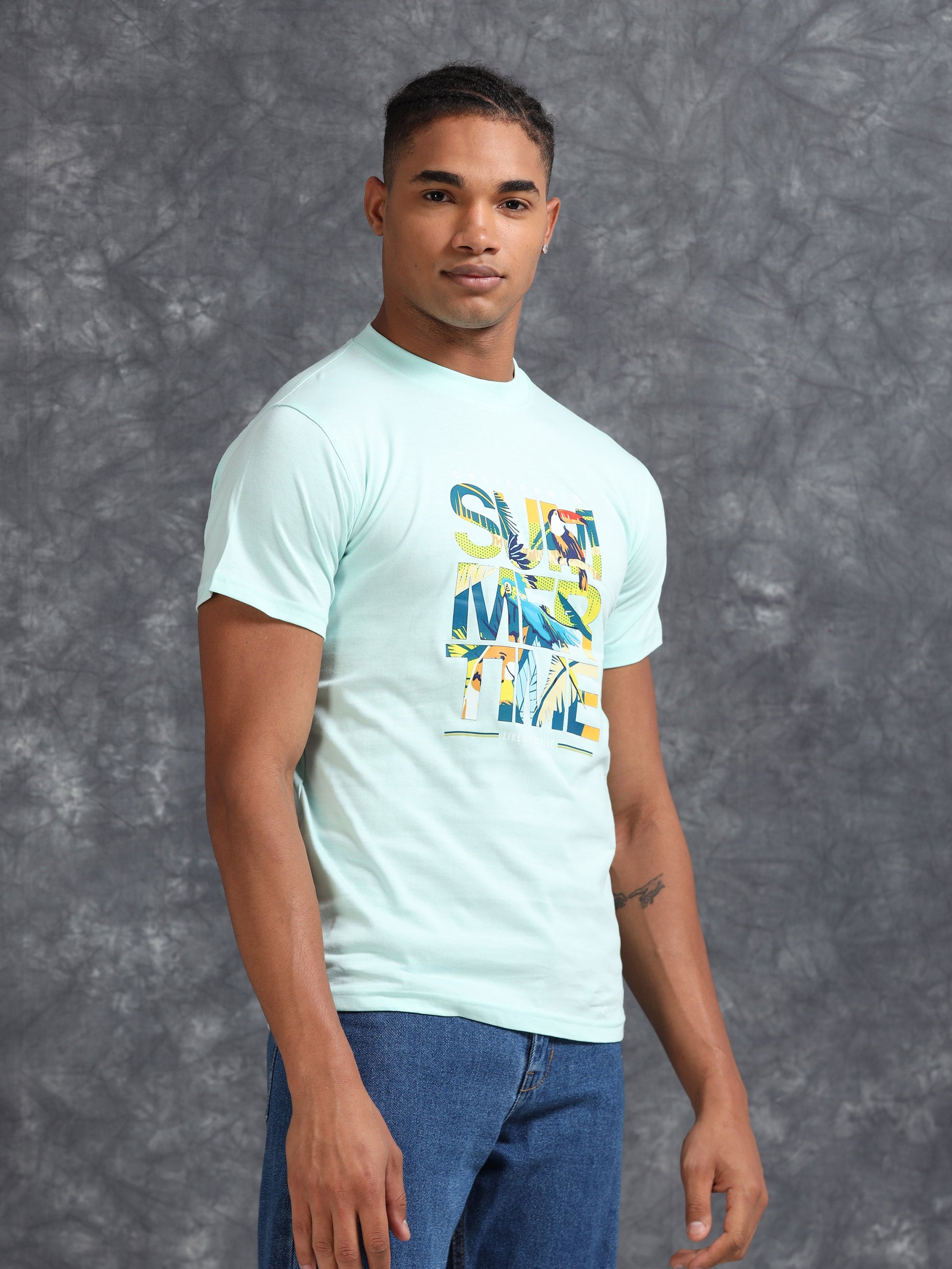 Blue Summer Time Printed Tee