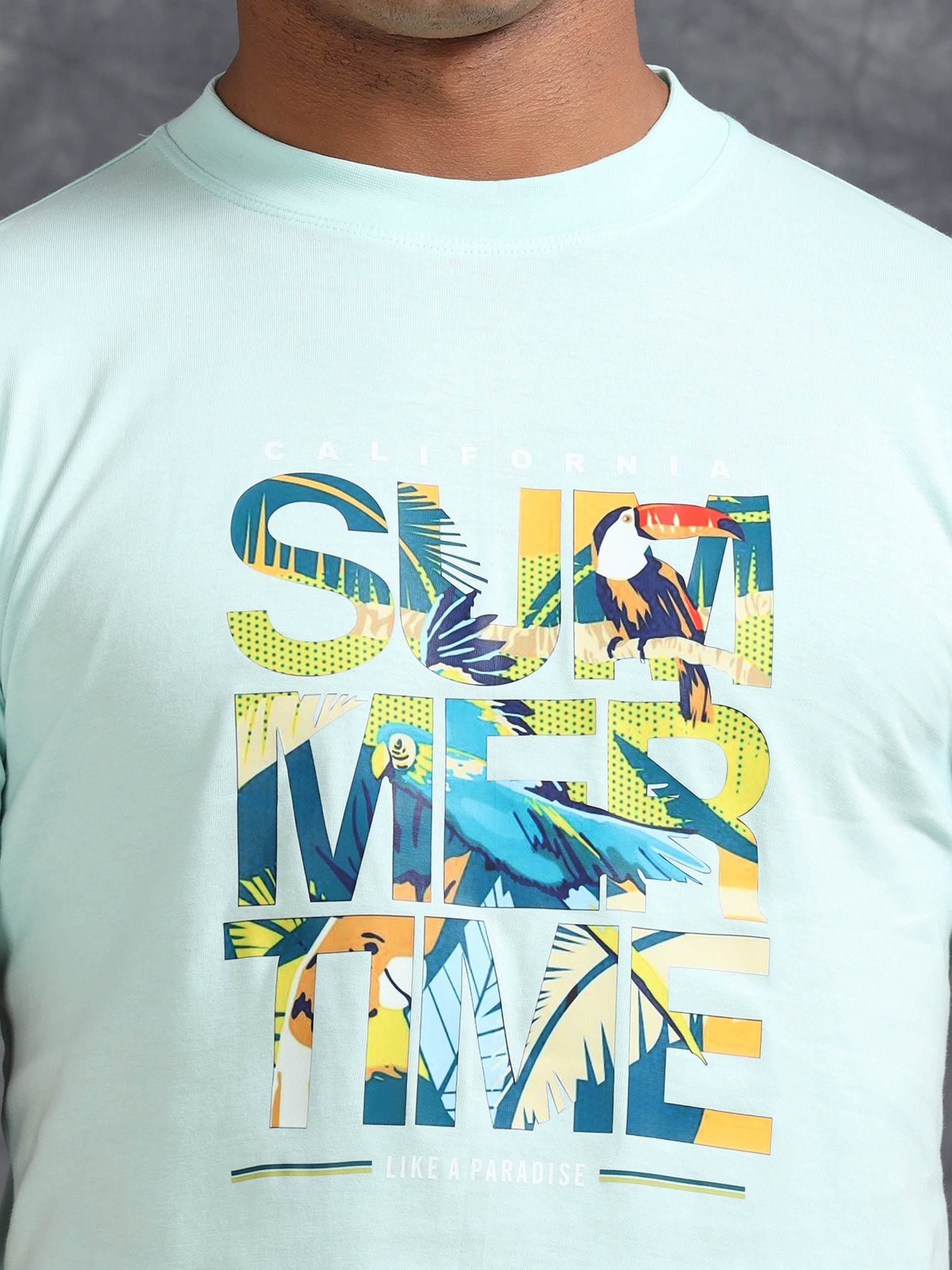 Blue Summer Time Printed Tee