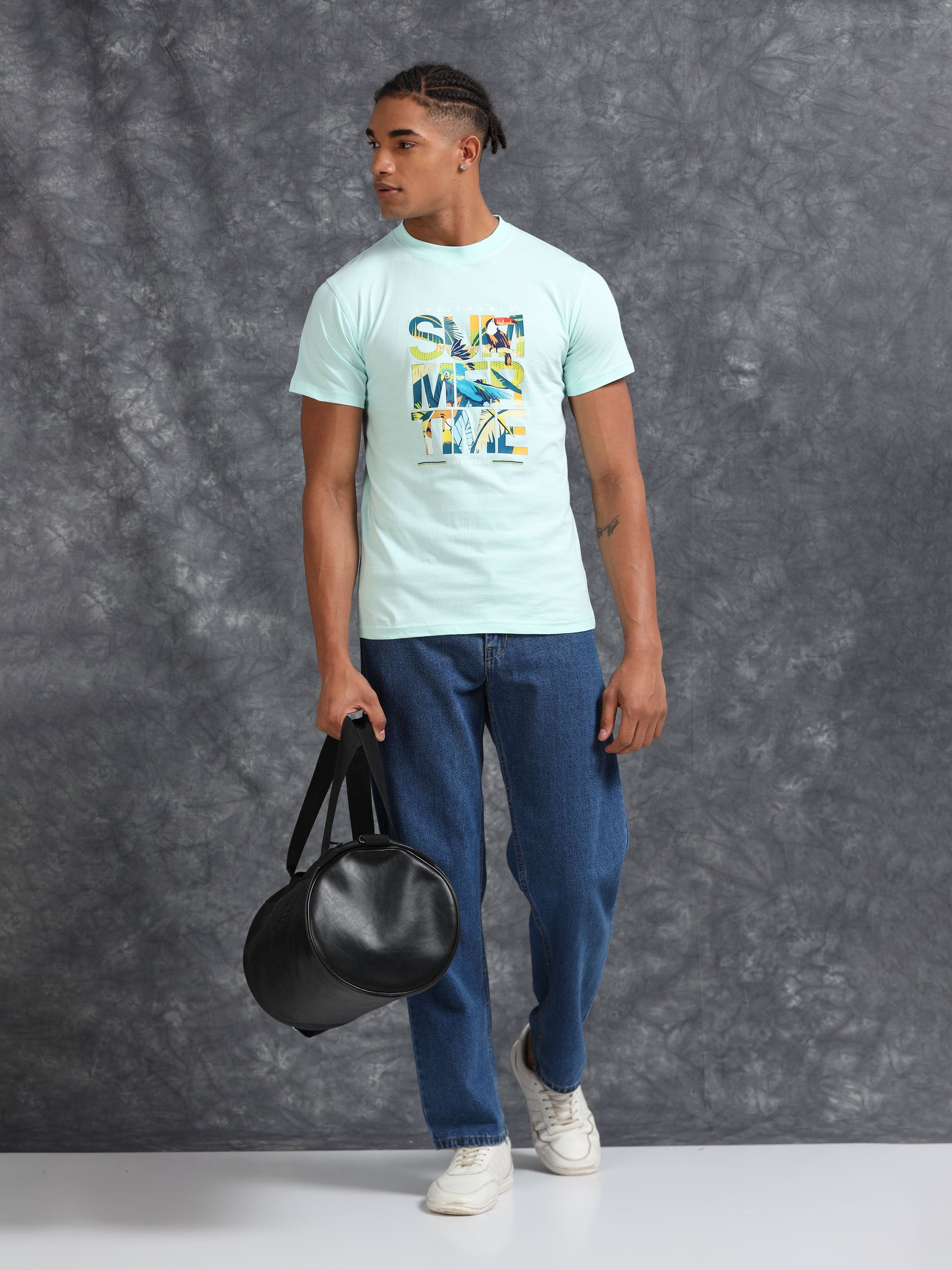 Blue Summer Time Printed Tee