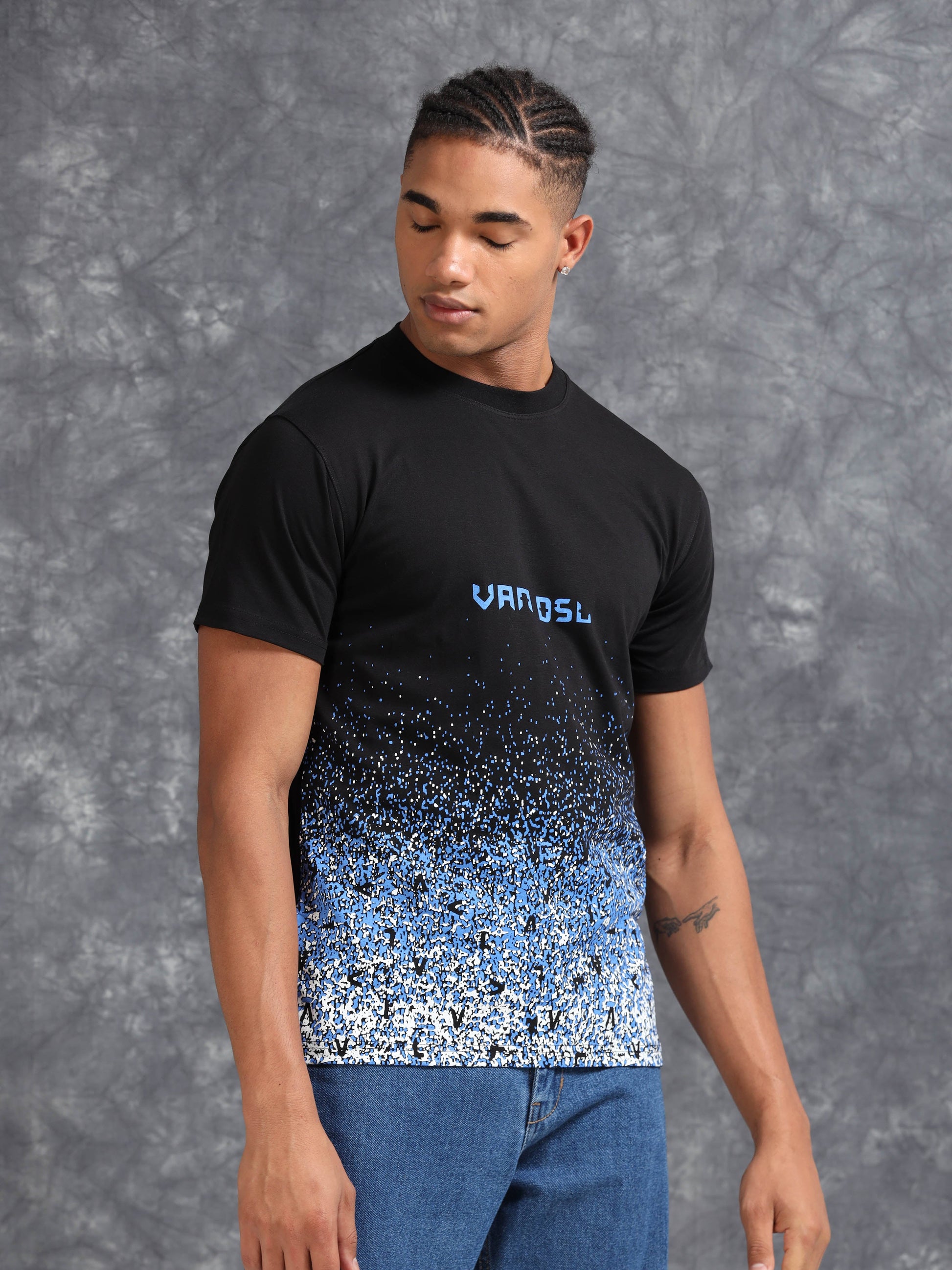 Black Crystals Printed Tee