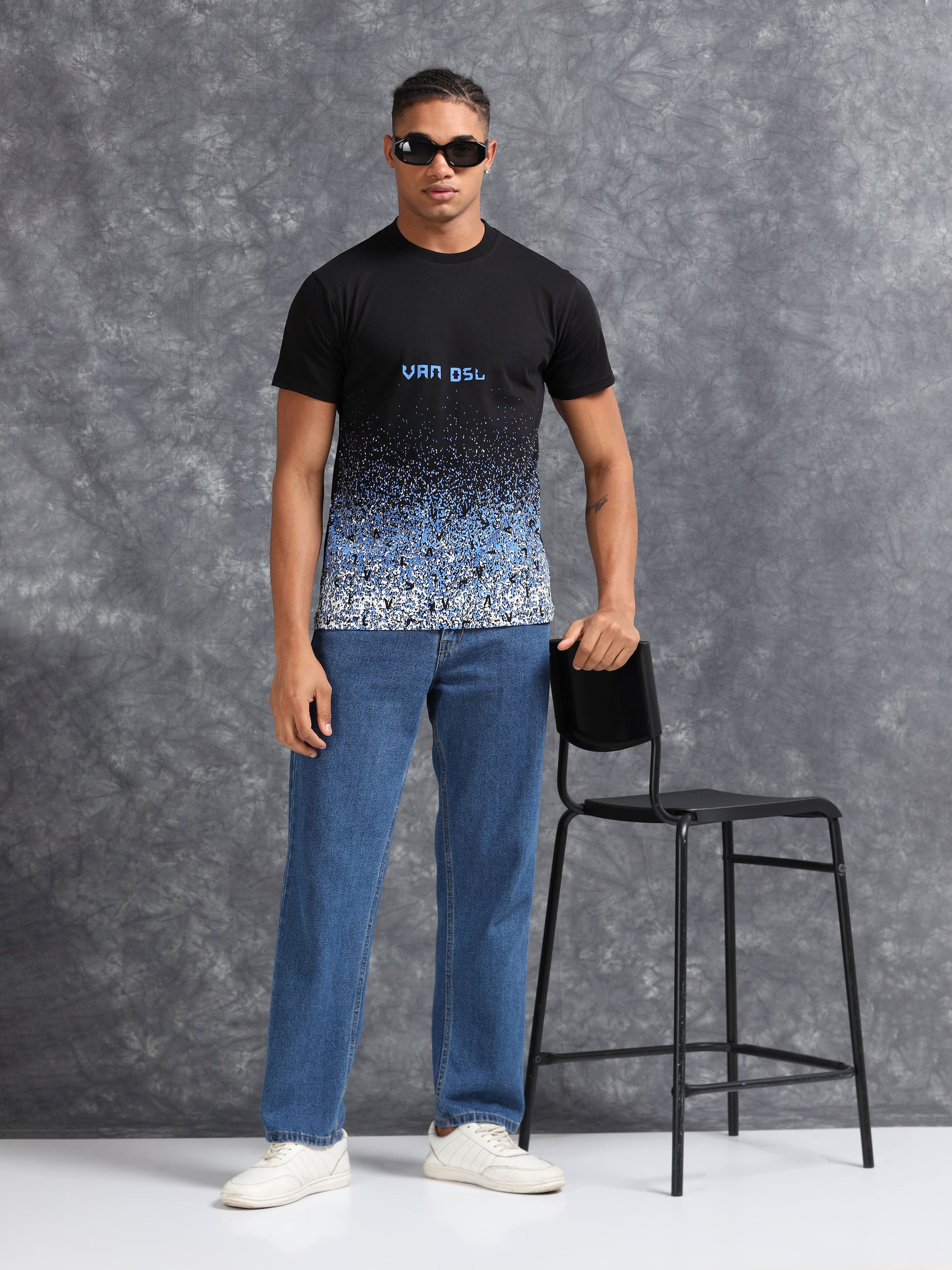 Black Crystals Printed Tee