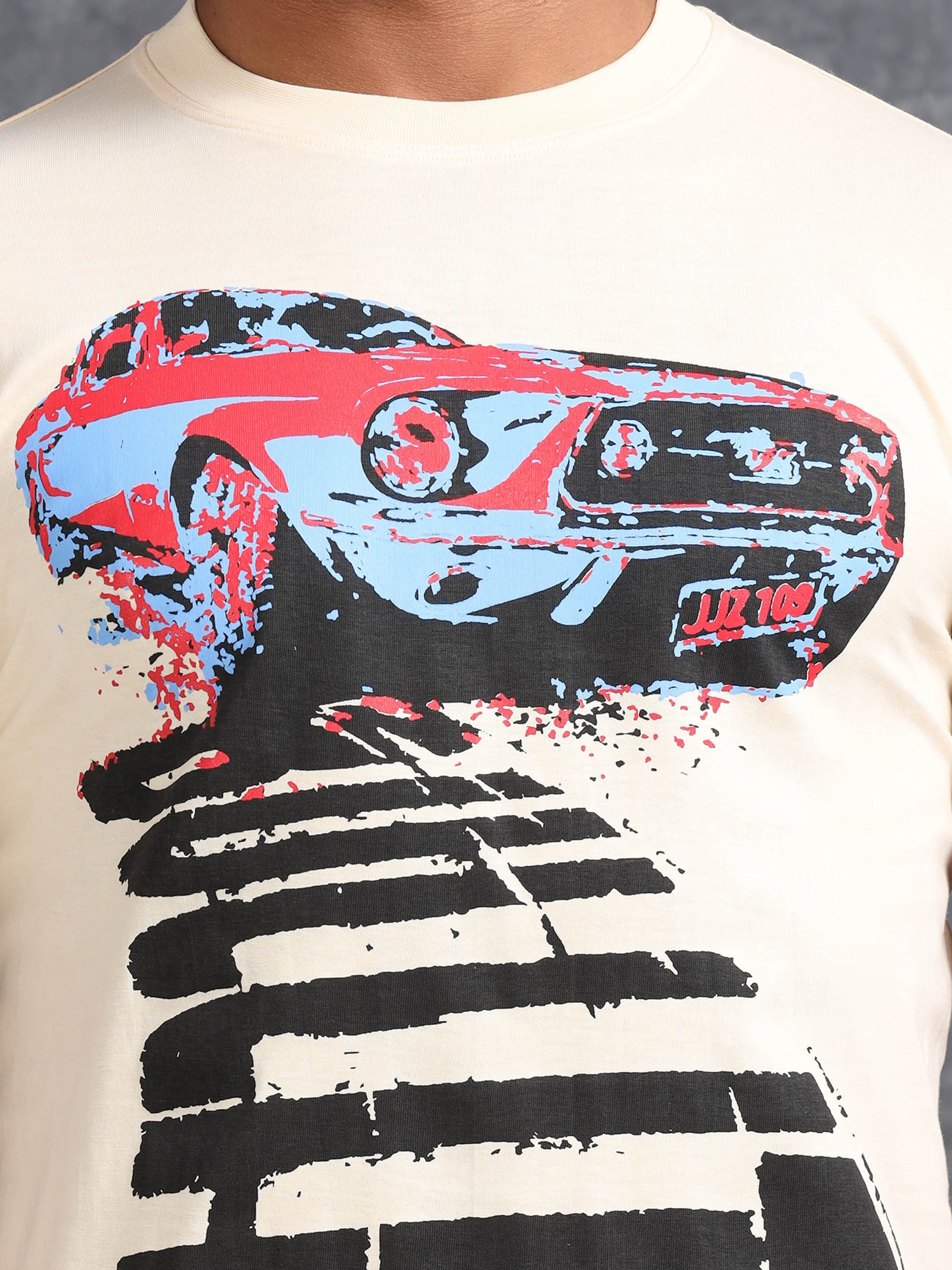 Peach Car Printed Tee