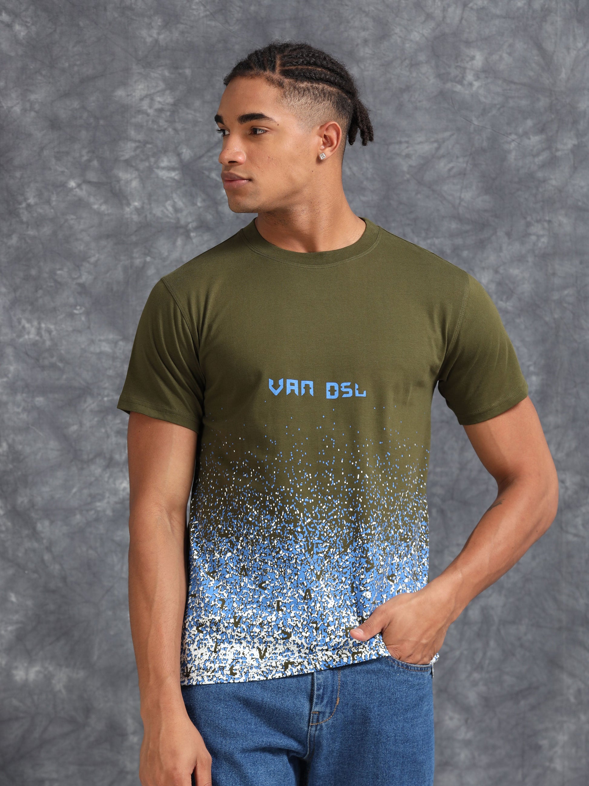 Olive Crystals Printed Tee