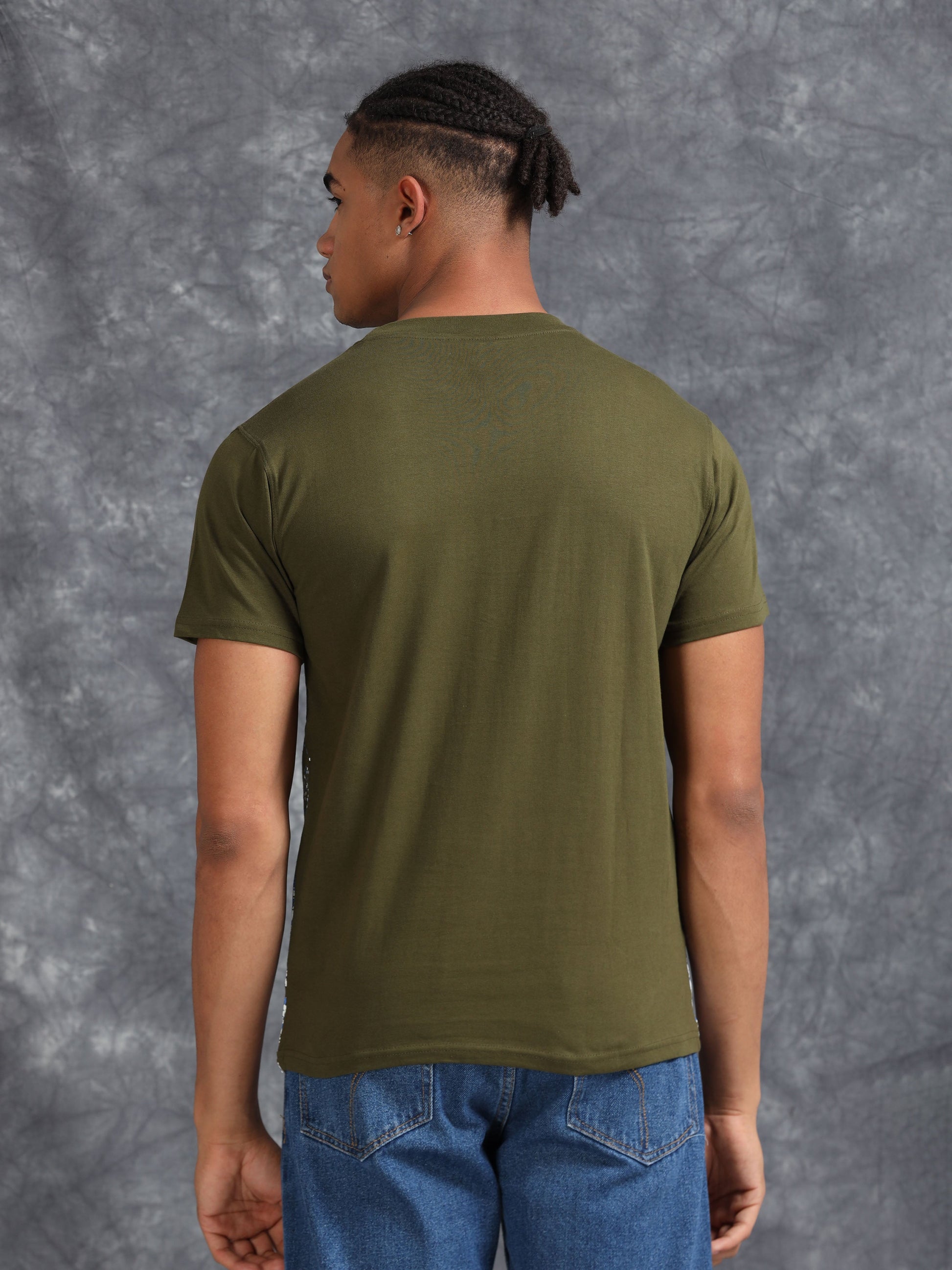 Olive Crystals Printed Tee