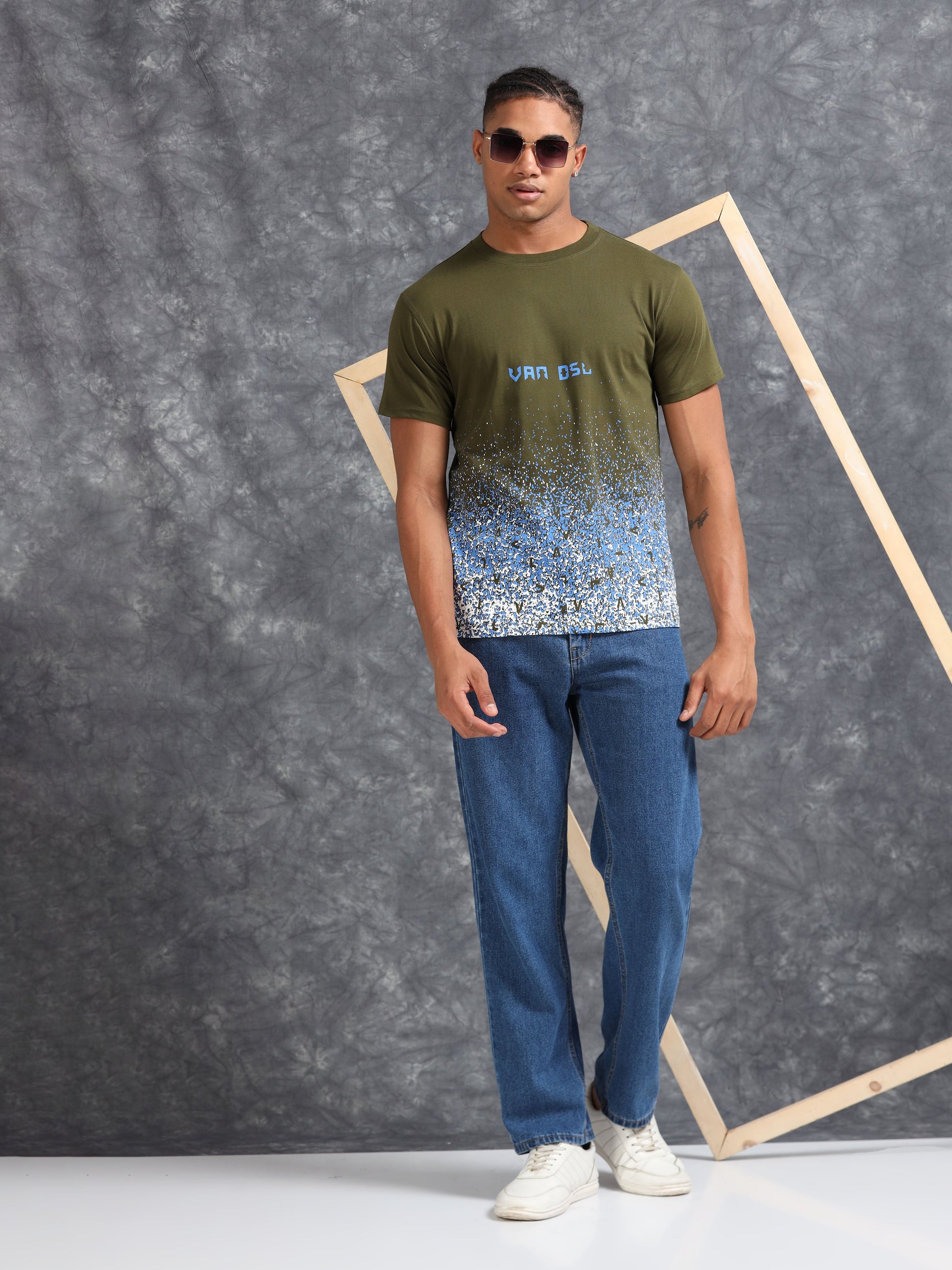 Olive Crystals Printed Tee