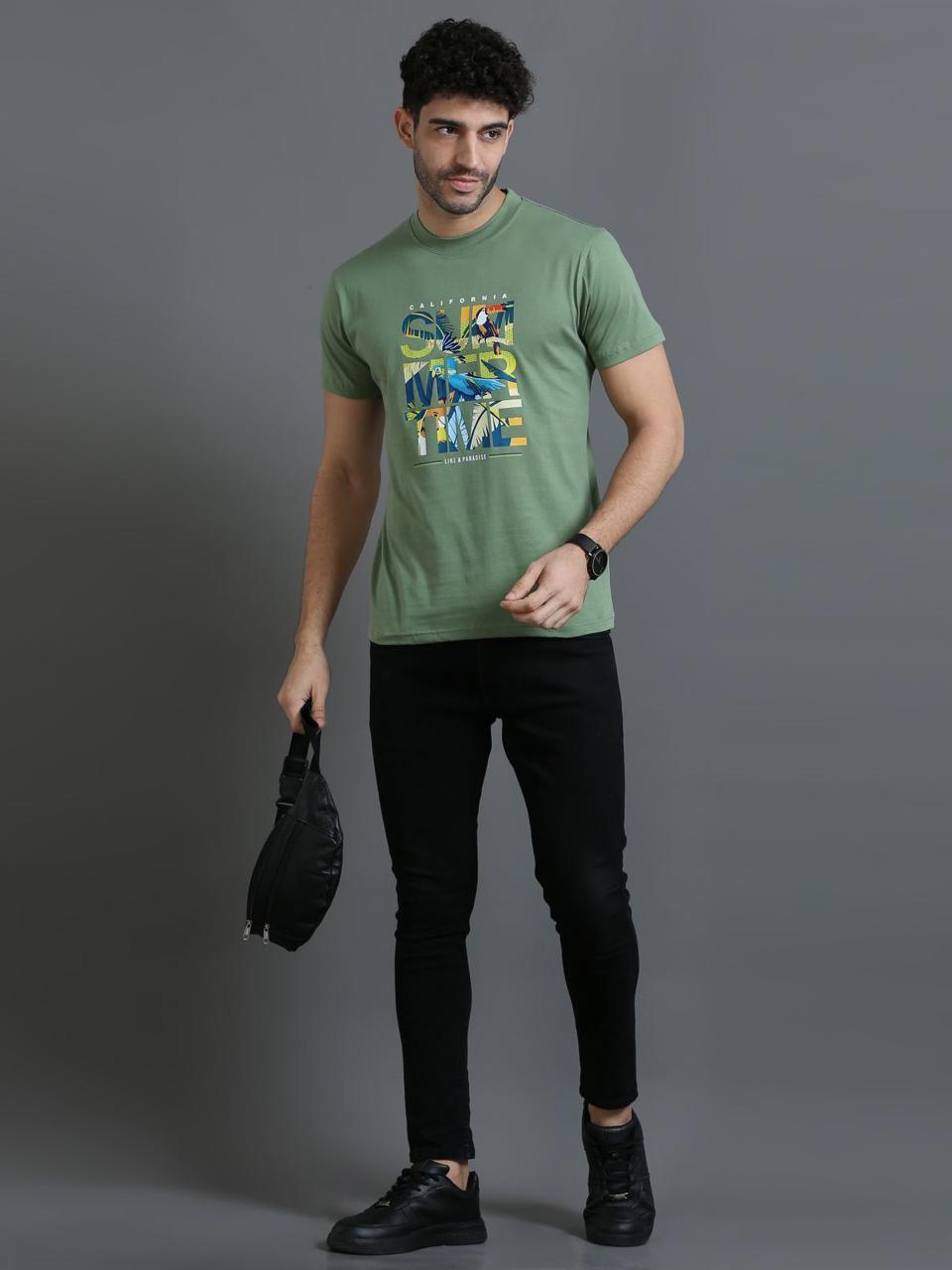 Summer Time Green Printed Tee