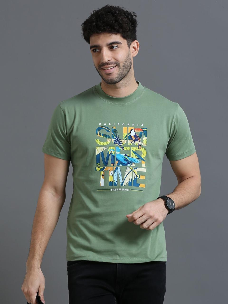 Summer Time Green Printed Tee