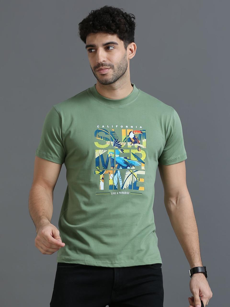 Summer Time Green Printed Tee